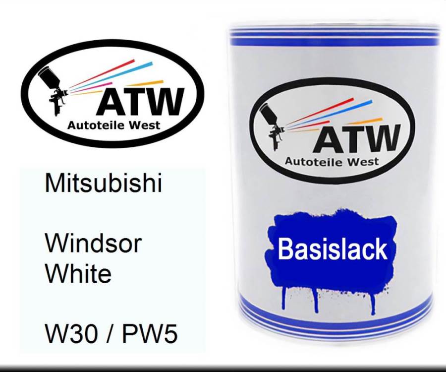 Mitsubishi, Windsor White, W30 / PW5: 500ml Lackdose, von ATW Autoteile West.